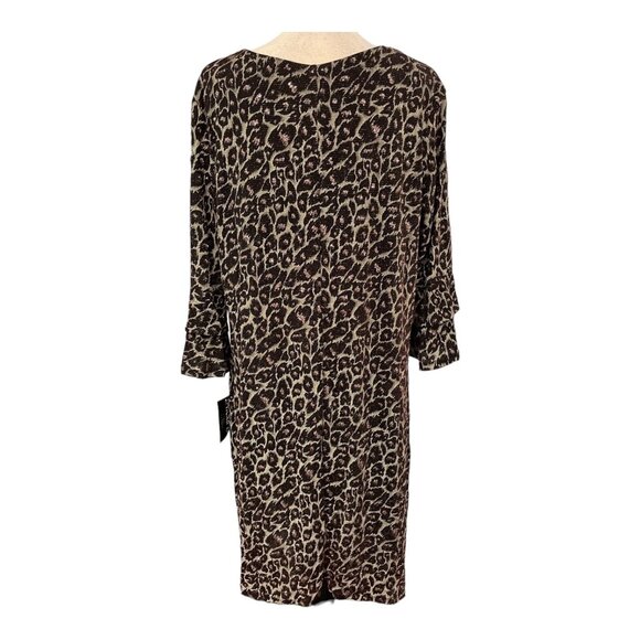 Alex B Nites‎ Dress Women 20W Metallic Leopard Print Mesh Jersey Knit Midi Event - Picture 3 of 8